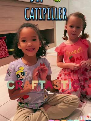 Craft time🎨 ⏰ with Jana & Aaliyah🐛 DIY caterpillar for kids #CraftsForKids #CraftTime #Paint #Color #Caterpillar #EasyCraftsForKids #FYP #ForYouPage 