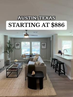 SOUTHEAST - $886 - Studio — 2BED/1BATH - $1399 - 734 SqFt 3BED/2BATH - $1752 - 1086 SqFt (floor plan shown) — You get up to 4 weeks FREE at this property! Super easy access to I-35, 71, and Downtown Austin. Amenities include a resort-style pool and fitness center. Advertised price reflects net effective pricing.  — Comment or DM and we can set up a tour! 📲 #austin #austintx #austinapartments 