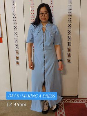 DAY 11 (FINAL DAY): MAKING A WEDDING GUEST DRESS...but actually finishing it to wear it for Easter | hemming and final touches - #jdpanda #lifeofjdpanda #fashiondesigner #fashiondesignerlife #sewingvlog #sewingproject #sewingasmr #makingadress #sewingadress #weddingguestdress #sewwithme #nycdesigner #nycfashion #hemming #dressreveal #finishedproject #customdress #finalday #bluedress #premierepro #dresswithpockets 