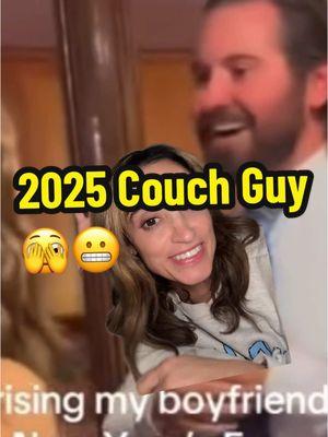 This may be worse than Couch Guy 🫣😬 #boyfriend #girlfriend #surprise #newyearseve #couchguy #tiktokdrama #tiktokviral #greenscreenvideo #greenscreen 