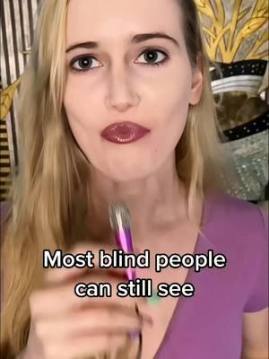 👩🏼‍🦯🥰 Over 90% of blind people can still see SOMETHING! This is what I see with #StargardtDisease 👀✌️ Video Description: Stephanie is wearing a purple cropped t shirt and is wearing matching lipstick and gloss. She is holding a tiny pink microphone that isn’t plugged in. Footage is shown of a first person point of view crossing a small crosswalk in a shopping plaza parking lot. There is a simulation of what Stephanie sees. There is a large blind spot in the middle, with many shadows and blurs in the surrounding peripheral vision. #Vision #BlindGirl #Learn #Education #Visuallyimpaired #PartiallyBlind #BlindTok #FYP