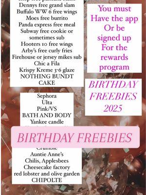 When I say its my birthday all month, this is what I mean🎀🎀🎀 #birthdayfreebies #fyp #birthday #food #freebies #free #reward #curlycouponer #pink #couponing  @the Jake of all Deals @COUPONINGFARMGIRL @Martinez Lorena 