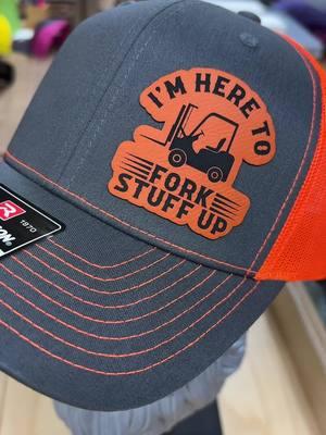 Check out our newest design! Leatherette patches are custom laser engraved and permanently affixed using a heat press. Hats are popular Richardson 112 trucker style with adjustable SnapBack closure. We also carry Evolve ponytail hats, FlexFit, and Flat Bill. Check out our TikTok shop for more styles and designs!  #TikTokShop #hat #forklift #forkliftoperator #forkliftcertified 