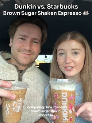 dunkin vs. starbucks: brown sugar shaken espresso ☕️ #brownsugarshakenespresso #shakenespresso #dunkin #dunkindonuts #dunkinsabrina #sabrinadunkin #brownsugarespresso #starbucks #starbucksbrownsugar #coffee #Foodie #foodies #foodtiktok #FoodTok #foodreview 