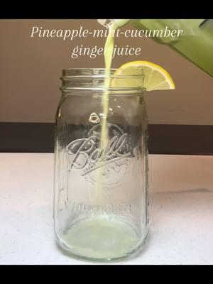 Makes 40 ounces.  One pineapple, one cucumber, 2 inch piece of ginger, handful of mint leaves, juice of one lemon, 2 cups of filtered water.  #detox #juicecleansedetox #juucecleanse #juicecleanserecipes #vitamix #pineapple #cucumber #ginger #mint #detoxdrink #healthyliving #weightloss #vitamixrecipe 