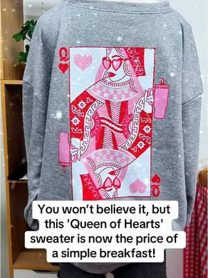 Let’s play a game what would be in your cup if you were her? Imma say Diet Coke 💕❤️👏👸#queenofhearts #queenofheartssweater #valentinesootd #ValentinesDay #valentinesdaygift #valentinesshirt 