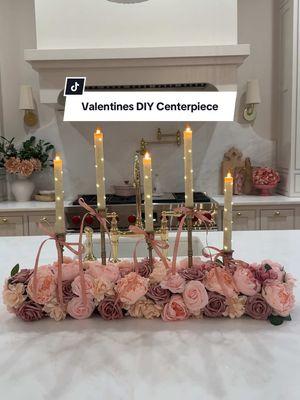 DIY valentines centerpiece! I grabbed a pool noodle and added my favorite florals to it to create this beautiful centerpiece for Valentine’s Day! #vdaydecor #valentinesdecor #valentinesdaydecor #galentines #galentinesdayideas #diydecor 