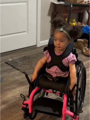 Loving her new chair!! #fyp #foryou #nolegsnolimits #toddlersoftiktok #hardofhearingtiktok #wheelchair #wheelchairlife #wheelie #wheelchairdontcare 