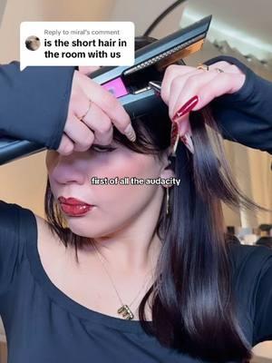 Replying to @miral little emo moment at the end 🖤💕 #hairtok #shorthair #hairtutorial #hairtransformation  #shorthairdontcare #hairstyleideas #curlinghair #voluminoushair #diyhair #beautytips #fyp 