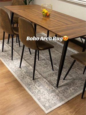 Boho Area Rug😍  Quedó muy linda la área del comedor ! 😍 Si te gusta puedes ordenar aquí ! 👆🏼🧡🛒#fyp #parati #viral #arearug #bohoarearug #kitchen #comedor #homedecor