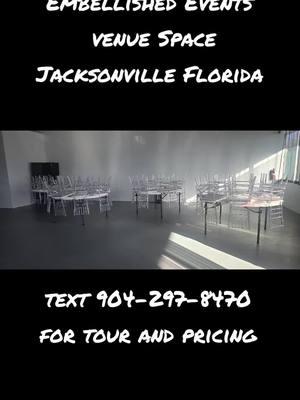 The New Embellished Events in Jacksonville Florida off of Dunn Ave!!  Comes with chairs, tables, bar!! Book with Decor or bring your own #babyshower #jacksonvilleflorida #jacksonville #jacksonvillejaguars #budgetwedding #venue 