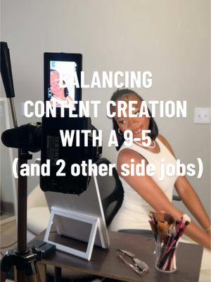 This is how I balance being a content creator and a 9-5er with 2 side jobs.  #contentcreatortips #9to5life #9to5contentcreator #multiplejobs #sephorabeautyadvisor #abatherapy #beautycreator 