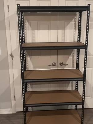 I love my new garage shelves they’re so helpful for staying organized!✨🤍 #gifted #garageshelves #shelves #furniture #organize #orginization 