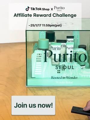 Purito Seoul Affiliate Reward Challenge! Don’t miss this easy and rewarding opportunity! Re wards: All achievers $10K GMV Generated : $3,000 $5K GMW Generated : $1,000 $1K GMV Generated : $150 $500 GMV Generated : $50 -Period : 24.12.18 12:00am PST to 25.01.17 11:59pm PST You must sign our terms & conditions in order to claim your prize. Please visit here. ( https://buly.kr/uTAMOX ) #Purito #Glowroutine #Glowduo #GlowCream #Panthenol #centellaserum