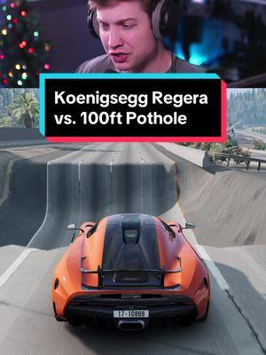 Koenigsegg Regera Over 100ft Pothole #beamng #beamngdrive #beamngcrash #koenigsegg #regera #pothole 