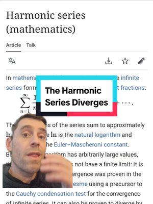 Replying to @vandoof here is an explanation of why the harmonic series diverges to infinity #math #mathtok #calculus #infiniteseries #harmonicseries #divergentseries #stem 