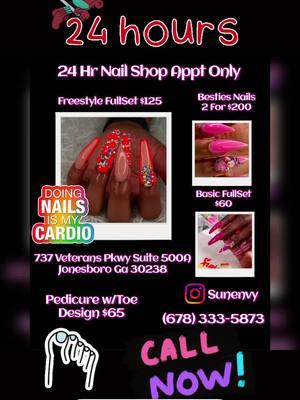 🚨🚨🚨🚨𝟐𝟒 𝐇𝐎𝐔𝐑 𝐍𝐀𝐈𝐋 𝐒𝐇𝐎𝐏 𝐀𝐏𝐏𝐓 𝐎𝐍𝐋𝐘 🚨🚨🚨🚨 YOU NEVA BEEN TO SUNENVY!  SunEnvy Beauty Bar offers unique and stunning nail art that will make your fingers stand out and start conversations.  📸📸📸 as Well Book your appointment at (678) 333-5873. #mcdonoughganails #blacknailtech #atlantanailtech #celebritynails #atlnailart #claytoncountyga #mcdonoughgamua #bombassnails #stockbridgeganails #georgiatech #clarkatlanta #badassnails #nailsonfleek  #idonails #blackgirlsdonails  #bgdn #clawsup #vfwga #jonesboroga #sunenvy #clawz #nailgawd #rarejewels #cleancuticles #sunenvyphotography #tarablvdnailtech #highlights #friends #followers #sunenvybeautybar 