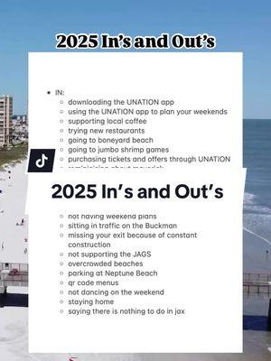 ✨Ins & outs of 2025: Jax edition!✨ Download the UNATION app to discover more what's IN in the New Year! 🤩💫 NEWS FLASH - We are saying goodbye to a lot of things in 2025, but there is still so much to be excited about! 🙌 So, start taking notes Jacksonville - let's start the new year off right! 📝😉 #2025eventscalendar #newyearseve2025events #2025majorevents #insandouts #insandouts2025 #thingstodoinjax