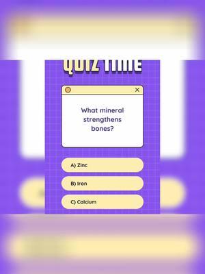 Quiz: Which Foods Strengthen Bones? Ace this quiz on bone health and nutrition! Learn about essential minerals for strong bones, vitamin K sources, and low-sugar fruits. Boost your knowledge and improve your diet with this informative video. #BoneHealth #NutritionQuiz #HealthyDiet #VitaminK #StrongBones #QuizTime #HealthyEating #Minerals #LowSugarFruits #HealthTips