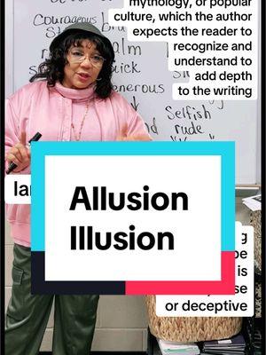 #Allusion #Illusion "One of my students hilariously suggested 'Karen' as the opposite of kind, sparking a teachable moment about allusion vs. illusion! ∞ Did you know the difference? #grammarlesson  An allusion is when you reference something most people understand-like 'Karen' as a cultural nod. An illusion is a trick of the senses, like thinking you see something that isn't really there. Let's dive into this quick grammar lesson and clear up the confusion between these two tricky words! Share with someone who loves learning or needs a vocabulary boost. #AllusionVsIllusion #GrammarLesson #EnglishTips #MiddleSchoolEnglish #FunnyStudents #KarenAllusion #TeachableMoments #LearnWithMsJames #VocabularyBoost #EnglishTeacher #GrammarRules #TeachersOfTikTok #EducatorsOnTikTok #literaryterms #StudentsBeFunny #ClassroomLessons