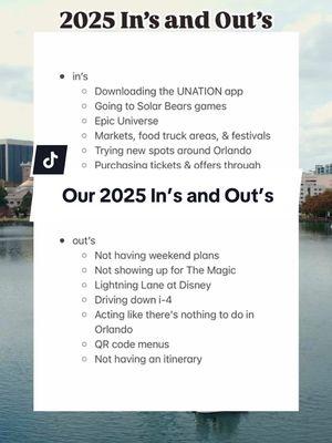 💙✨ Are you ready for a fresh start, Orlando? ✨💙 We're sharing what's in and what's out for 2025! Download the UNATION app to discover more of our favorites for the year! In 2025, Orlando is all about exciting events, new experiences, and local flavors! What are you looking forward to? Let us know in the comments! 👇 #unation #stufftodoinorlando #thingstodoinorlando #orlandolocal #orlandoevents #orlando #orlandofl 