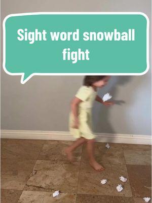 Here’s how this worked with my preschooler and my kindergartener… First, how to play: 1️⃣ write sight words on pieces of paper (you could write anything your child is working on, ie. Letters, numbers, addition/subtraction) 2️⃣ crumple up the papers into “snowballs” 3️⃣ when you get hit with a snowball, unwrap the paper and read the word My preschooler isn’t working on sight words but he could tell me the letters and their sounds 👏 Be sure to SAVE this idea and FOLLOW for more fun!  #sightwords #winteractivities #learningthroughplay #activeplay