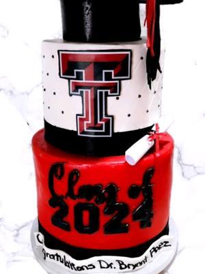 Heres a texas tech graduation for a doctor graduate. The cap is made of fondant. This one was not only my first graduation cake but on of my favorite cakes of 2024.  #cake #cakeislife #cakesbyalex #homebaker  #elpasostrong #elpasosupport #cakesofelpaso #womanbusinessowner #elpaso #bakersoftiktok #cakesoftiktok #Love #follow #915cakes 