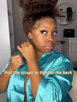 Pull the straps to tighten the back 🙌🏽 Pre-everything✅Easy but secure 🧝🏾‍♀️@Liyah T  Hair✅Ashimary Brown Invisi Straps 360 Glueless Wig 22”🔗 in my 🅱️ℹ️🅾️ #ashimary #ashimaryhair #ashimarywig #ashimaryreviews #waterwavewig #drawstring360wig #brownhair #invisistrap360lacewig #gluelesswig 