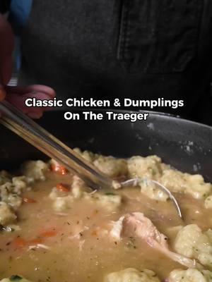 Comfort food at its finest. A rich chicken broth and fluffy dumplings, all cooked to perfection on the Traeger. Clarence Joseph's recipe is the ultimate bowl of delicious. Tap the link in bio for a step-by-step guide on how to make this mouthwatering dish yourself. #Traeger #TraegerRecipes #TraegerGrills #TraegerBBQ #ChickenAndDumplings