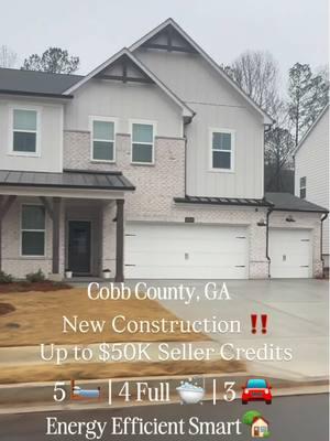 Stunning new construction in top-rated Cobb County school district 😍 This energy-smart home boasts elegant 9-foot ceilings throughout, featuring 5 spacious bedrooms and 4 full baths with an intelligently designed primary suite connected to the laundry room for ultimate convenience.  Generous 3-car garage and builder offering up to $50,000 in seller credits!  Your family will love this energy-efficient dream home in a prime education zone. Make it yours today! This deal will not last long!!! Building Legacies, One Home at a Time! Isioma Nwajei, Realtor®️BHGRE Metro Brokers 📱 (770) 677-0444 📧 Sylvia.Nwajei@metrobrokers.com #atlrealtor #RealEstateAgent #GeorgiaRealEstate #DreamHome #RealEstateJourney #NewBeginnings #cobbcountyga #newconstruction #newhome #buyer #homesinatlanta #newconstruction #Atlanta #mortgage #agents #brokers #buyers #sellers #HomeOwnership  #firsttimehomebuyer #realestate #atlantarealtor #relocationrealtor #atlantarealestate 