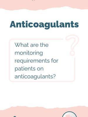 💉 Monitoring Requirements for Patients on Anticoagulants 💉 Save 40% on a Lifetime Membership for access to cheat sheets, study guides, and NCLEX prep! 👉 Click the link in our bio or visit nursing.com/lifetime to join today! 📊 Lab Tests: Warfarin (Coumadin): Regular INR/PT checks (goal typically 2–3). 🩸 Heparin: Monitor aPTT (Activated Partial Thromboplastin Time). DOACs (e.g., rivaroxaban): Routine labs not usually needed, but kidney function (creatinine) should be monitored. 🔍 Signs to Watch For: Bleeding: Look for bruising, nosebleeds, bloody stools, or heavy periods. 🚨 Clotting: Be aware of sudden pain, swelling, or redness in extremities. Drug Interactions: Review all medications to prevent dangerous interactions. #Anticoagulants #PatientMonitoring #NursingSchool #NurseLife #ClinicalTips #StudentNurse #NCLEXPrep #FutureNurse #nclexflashcards #nursingflashcards #nursingnotes