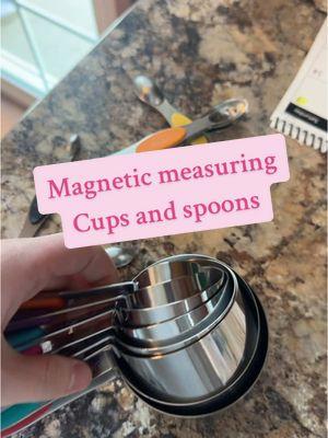 Never worry about losing your measuring spoons again! #cooking #measuringcups #measure #MomsofTikTok #cooktok #magnetic #doublesided #KitchenHacks #stainlesssteel 