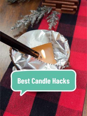 Fix those uneven burning candles in just a few steps! This hack will help vou save money before tossing out all those cheap candles that just aren't cutting it! #candlehack #candlediy #candlemaking #candletrick #candletrimmerset #tinfoil #homehack #winterhack #sustainable #ecofriendlv