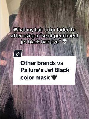 Our Jet Black Color Pigment Refresher is a semi-permanent color mask WITHOUT underlying purple or blue pigments. 🙅🏻‍♀️ So your hair color will fade gracefully back to your original hair color and it is easily removed with bleach if you decide to change up your hair color. 🖤 #pallure #colormask #jetblackhair #blackhair #blackhairdye #semipermanent #hairtok #hairproductsyouneed #haircolorchange #hairfail 