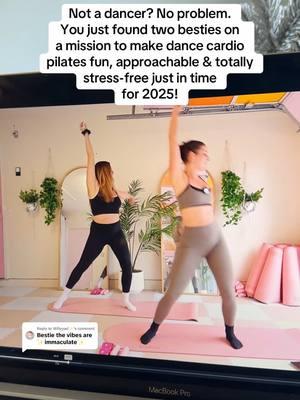 Replying to @Millypad✨ for the girls who want a fun dance cardio workout that they can actually keep up with, WE GOT YOU!!!! Come just us at sweaty studio in our ‘that pilates girl’ challenge today (plus it’s free!) @Mckaleigh Lonobile #pilates #pilatesworkout #dancecardio #newyears #fitness 