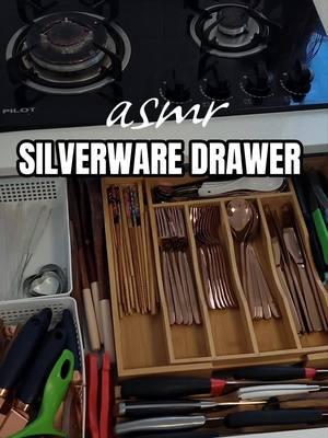 ASMR setting up the silverware drawer! obsessed with this amazon find! This is on my amzn SF ✨ #utensildrawer #kitchendrawerorganization #asmr #amazonkitchenfinds