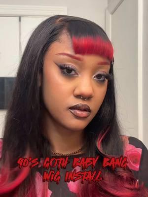 👹❤️🖤 TIPPED 🖤❤️👹 Wig available link in BIO aryainkk.com #fyp #hairtutorial #mallgoth #90shair #gothhair #babybangs 