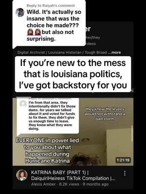 Replying to @Raiyah exactly!!!! Bringing back my #hurricanekatrina history videos. He knows what he’s doing. They always have. Every Louisiana local knows it, and I’m glad everyone is seeing it on this scale for what it is. #foryou #neworleans #corrupt 