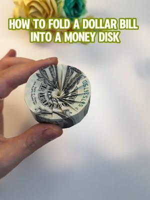 How to fold a dollar bill into a money disk#giftideas #DIY #crafts #howto #origami #money #dollar #easytutorial #handmadewithlove #art #disc 