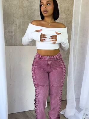 Our favorite pants are back💕 Top: On My Mind Thumbhole Crop Top Pants: Unholy Side Lace Up Denim Jeans  #fup #edgebyks #pants #laceupjeans #acidwashjeans #jeans