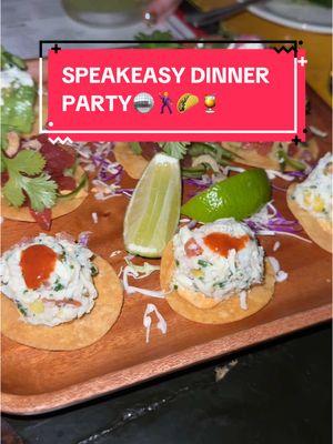 Speakeasy dinner party in soho!! 🪩🕺🌮🍹  #sohodinnerparty #dinnerpartynyc #partydinnernyc #birthdaydinnernyc #birthdaydinnersnyc #bestbirthdaydinnernyc #nycfoodie #nycspeakeasy #sohofoodie #laesquina 