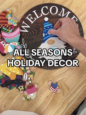 I love that this decor has all the seasons and holidays! #cutehomedecor #seasonschange #holidaydecor #welcomesign #ttslevelup #tiktokshopcreatorpicks 