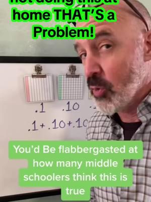 Seeing decimals is critical to making sense of decimals. This is the only place to calculate with decimals from. We NEED to see relative sizes! #parentmath #sensemaking #homeschoolmath #superteacherguy #mathtutor #decimals add decimals like this. 