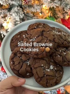 Recipe below 🤎 2/3 cups flour 2 tbsp unsweetened cocoa powder, sifted 1 tsp baking powder 1/4 tsp salt 8 oz. semisweet chocolate, finely chopped (70%) 1/4 cup butter, cubed 2 large eggs 1/2 cup sugar 1/2 cup brown sugar 1 tsp vanilla 1/2 cup chocolate chunks Flakey salt -Preheat oven to 350° and line baking sheets with parchment paper. -Whisk together flour, cocoa powder, baking powder and salt. -Place chopped chocolate and butter in double boiler and stir constantly until the chocolate is melted and smooth. -Combine eggs, both sugars, and vanilla in stand mixer and beat for 5 minutes on medium speed, reduce to lower speed and add chocolate. -Add in dry mix and beat for 20 secs (until just combined) -Fold in chocolate chunks. -Use nonstick spray on a measuring cup or ice cream scoop to scoop dough onto trays.  -Bake for 12-14 mins, rotating halfway through. -Sprinkle the tops with salt and let cool. . . #actualfoodie #richmond #richmondfoodie #cookierecipe #brownies #browniecookie #cozyvibes 