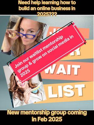 SEE BIO FOR 🔗 TO JOIN WAITLIST Are you ready to get serious about learning how to make money online! Join myself and my biz partner, Crystal this February for our brand new mentorship group. We will do weekly zoom calls where we will review profiles, give tips on social media creation, how to make videos, how to go live, email marketing, and so much more! We will also share our personal tips and how we have built multiple streams of income online. #mentorship #wegotyou #howtogrowontiktok #howtostartanonlinebusiness #socialmediacoach #2025goals 