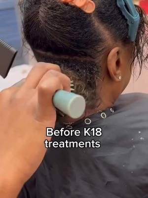 The K18REPAIR™ service strengthens hair from all types of damage at the molecular level, delivering longer-lasting results with strong, soft, smooth, and bouncy hair @Brendnetta  #k18hair #k18results