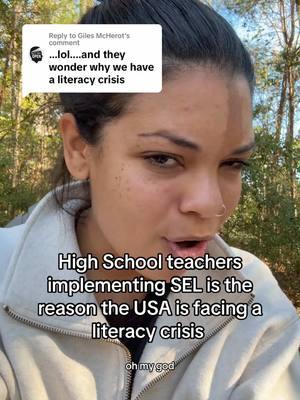 Replying to @Giles McHerot be fucking for real bro. My kids drive to school and have jobs. Talking to them for 10 minutes before diving into literature and analysis ain’t the reason we’re facing a literacy crisis.  Go ask ChatGPT why our kids are actually struggling to read cuz it ain’t my fault. You’re so silly. So goofy. So cute.  #teachertip #kindasortateacher #blackteacher #teachertok #theSELclassroom #highschoolteacher 