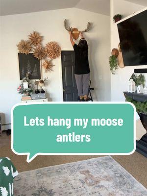 (From The drafts) Finally hung my Moose 🫎 up myself! Who needs a man to do it when your dad taught you how to do everything yourself!  One less thing on hubby’s to do list ! #moose #momlife #boymom #antlers #icandoitmyself #nomanneeded #fyp #daddysgirl #homedecor 