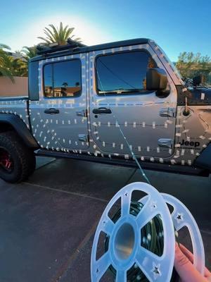 Christmas light trend. Time consuming but worth it. Will not do it again. 😆😆😆 #christmaslightcartrend #carlightstrend #christmas2024 #jeeplights #jeeplife #jeepmas #jeepgladiator #4x4 #lasvegas #foryoupage 