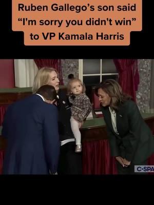 Right before Ruben Gallego was sworn in as Arizona's first Latino US Senator, his son had some kind words for Vice President Kamala Harris. Gallego's son told Harris, "I'm sorry you didn't win." Harris responded, "Don't worry about it because there's still so much work to do," and added, "We are not defeated." . . . #rubengallego #rubengallego2024 #rubengallegos #vpharris #newstok #cutestmoment #cutestmomentsever #cutestmoments #sweetkid #sweetkiddos #sweetkidsmoment #sweetkidmoments #sweetkidsforever #clipof #clipoftheday #clipoftheweek #azcheck #arizonacheck #everythingarizona